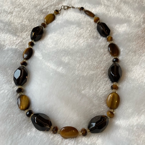 Smokey Quartz, Tiger’s Eye and Citrine Necklace - Picture 1 of 7